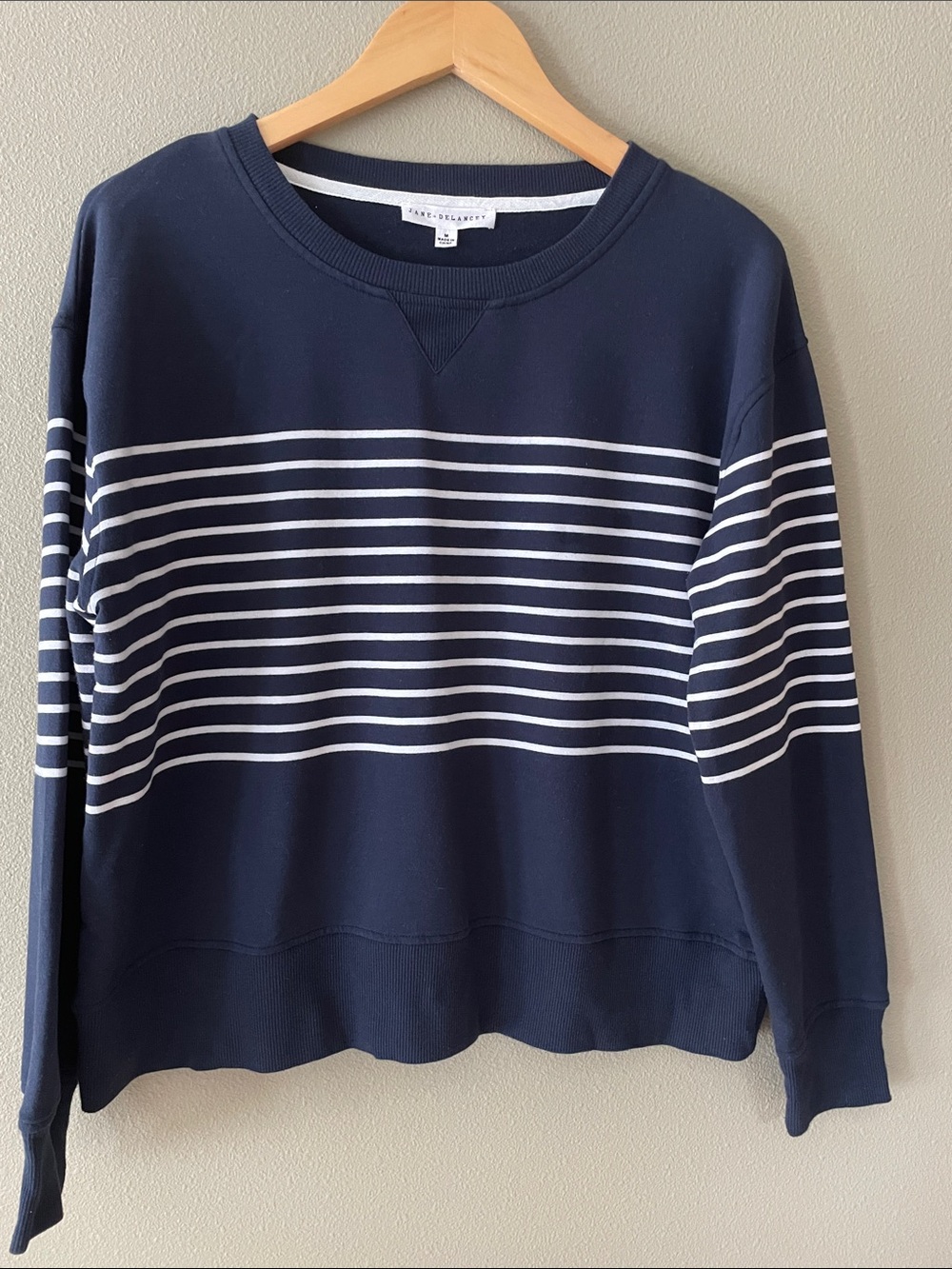 Jane and Delancey Navy and White Striped Crewneck Sweater